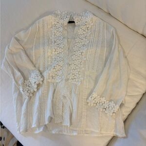 Vici Collection White Floral Lace Women's Top Size Large